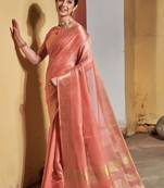 Traditional Maheshwar Silk Pink Colour Ethnic Saree