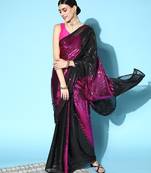 Wine Designer Sequins Work Bollywood Style Saree For Girls