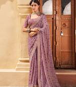 Light Purple Bandhni Printed Traditional Saree With Codding Work