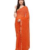 Orange Colour Traditional Leheriya Print Saree With Mirror Work Border