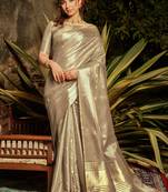 Beige Colour Maheshwari Tissue Silk Fabric Traditioanl Saree With Woven work