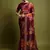 Wine Flower Print And Cut Work Saree With Sequance Embroidery Work