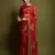Red Flower Print And Cut Work Saree With Sequance Embroidery Work