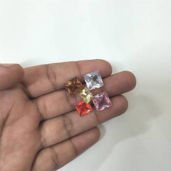 Multi Color Cubic Zircon at Wholesale Rate Fine Quality 6.25 Ratti 5.68 Carat Square Shape Jarkan Loose Gemstone 1 Pcs 3