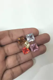 Multi Color Cubic Zircon at Wholesale Rate Fine Quality 7.25 Ratti 6.89 Carat Square Shape Jarkan Loose Gemstone 1 Pcs