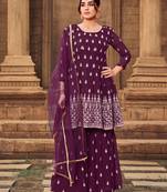 Smart And Ethnic Purple Colour Graceful Sharara Dress For Wedding Looks