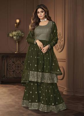 Bollywood Style Mahendi Colour Palazzo Dress For Trendy Diva Looks 1