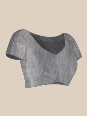 Grey Embroidered Organza Saree With Blouse 5