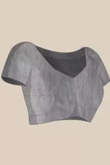 Grey Embroidered Organza Saree With Blouse