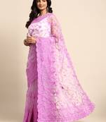 Lavender Embroidered Organza Saree With Blouse