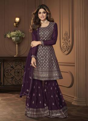 Bollywood Style Wine Colour Palazzo Dress For Trendy Diva Looks 1