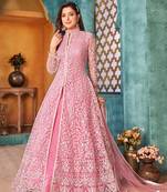 Cording And Sequance Embroidery Work Pink Colour Designer Anarkali Dress