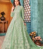 Cording And Sequance Embroidery Work Green Colour Designer Anarkali Dress