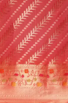 Rani Pink Woven Organza Saree With Blouse