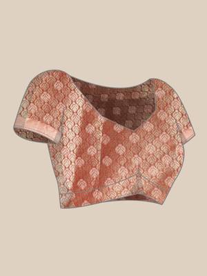 Rani Pink Woven Organza Saree With Blouse 5