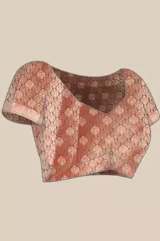 Rani Pink Woven Organza Saree With Blouse