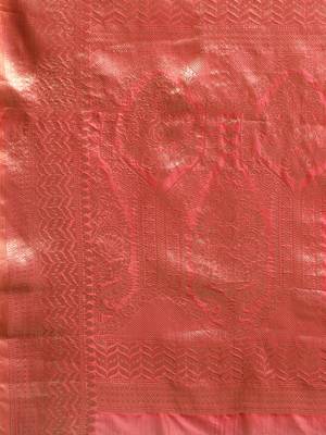 Pink Woven Organza Saree With Blouse 4