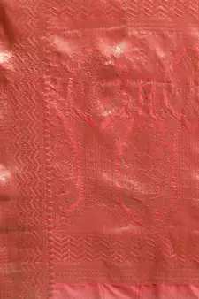 Pink Woven Organza Saree With Blouse
