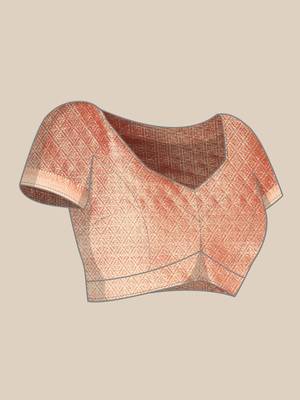 Pink Woven Organza Saree With Blouse 5