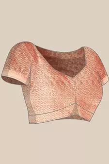 Pink Woven Organza Saree With Blouse