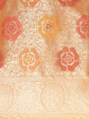 Peach Woven Organza Saree With Blouse 3