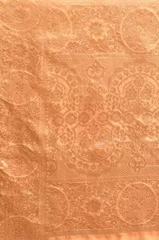 Peach Woven Organza Saree With Blouse