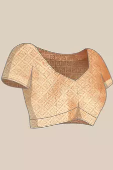 Peach Woven Organza Saree With Blouse