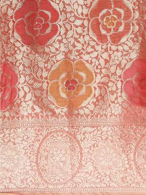 Coral Woven Organza Saree With Blouse 3