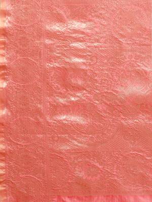 Coral Woven Organza Saree With Blouse 4