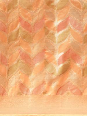 Peach Woven Organza Saree With Blouse 3
