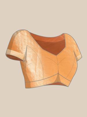 Peach Woven Organza Saree With Blouse 5