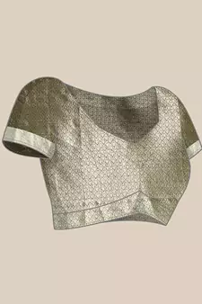 Dark Green Woven Organza Saree With Blouse