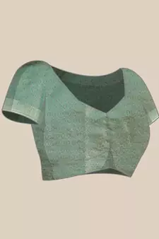 Green Woven Organza Saree With Blouse