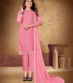 Gajri Colour Classy Resham And Sequins Embroidery Work Dress