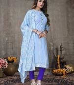 Ethnic Smart Embroidered Salwaar Kameez In Sku Blue Colour