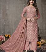 Ethnic Smart Embroidered Salwaar Kameez In Brown Colour