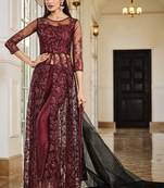 Graceful Net Fabric Ethnic Maroon Colour Bollywood Style Party Dress