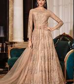 Graceful Net Fabric Ethnic Beige Colour Bollywood Style Party Dress