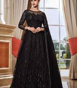 Graceful Net Fabric Ethnic Black Colour Bollywood Style Party Dress