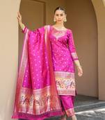 Pink zari woven banarasi silk salwar