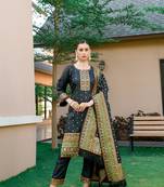 Black zari woven pashmina salwar