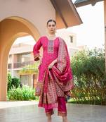Pink zari woven pashmina salwar