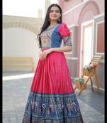 Pink digital print art silk salwar