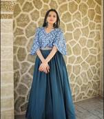 Blue digital print art silk salwar