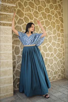 Blue digital print art silk salwar 2