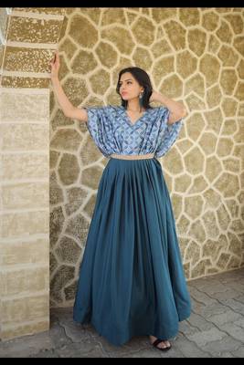 Blue digital print art silk salwar 3