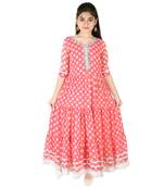 Aura Girls Pink faux Georgette Gown Dresskids-frocks