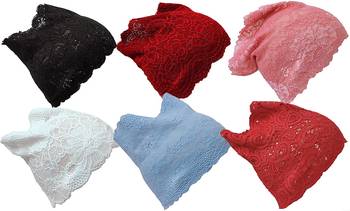 Nazneen Stretchable Floral Net Lace Under Hijab/Scarf Tube Cap (Assorted Colour, Pack of 4) 2