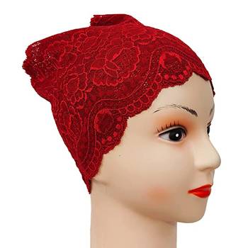 Nazneen Stretchable Floral Net Lace Under Hijab/Scarf Tube Cap (Assorted Colour, Pack of 4) 3