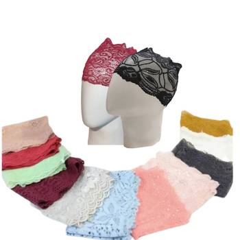 Nazneen Stretchable Floral Net Lace Under Hijab/Scarf Tube Cap (Assorted Colour, Pack of 6) 1
